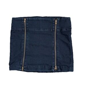 J Brand Stretch Denim Mini Skirt Womens Large Double Zipper Going Out Country